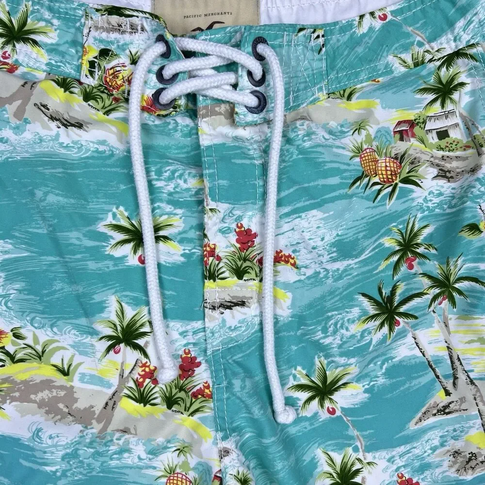 Vtg Hollister Men's Swim Shorts California Floral Print Hawaiian Surf Y2K Size L